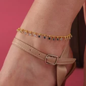 925 ayar gümüş top zincirli mavi renk geçişli hal hal - 1