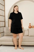 %100 Pamuk Büyük Beden 3 Parça Fırfırlı  Kadın Pijama Takımı - 3
