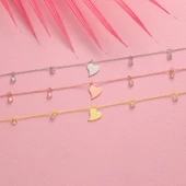 925 ayar gümüş kalp objeli zirkon taş sallantılı hal hal - 2