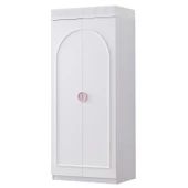 Gardırop, Dolunay 4 Kapaklı Dolap ve Ledli Kitaplık - Pembe - 3