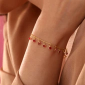 925 ayar gümüş ful sallantılı kırmızı renk geçişli bileklik thumbnail 4