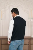 Woolen World Regular Fit Ön Cepli Desenli Kolsuz Erkek Triko Yelek - 8