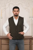 Woolen World Regular Fit Ön Cepli Kolsuz Erkek Triko Yelek - 1