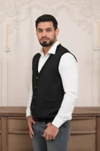 Woolen World Regular Fit Ön Cepli Desenli Kolsuz Erkek Triko Yelek - 8