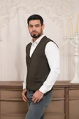 Woolen World Regular Fit Ön Cepli Kolsuz Erkek Triko Yelek - 2