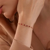 925 ayar gümüş  kırmızı renk geçişli zirkon taşlı tamtur bileklik - 1