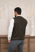Woolen World Regular Fit Ön Cepli Kolsuz Erkek Triko Yelek - 4