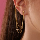 925 ayar gümüş zirkon taşlı kıkırdak küpe - 1