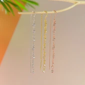 925 ayar gümüş ful sallantı zirkon taşlı küpe - 4