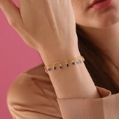 925 ayar gümüş ful sallantılı mavi renk geçişli bileklik - 2