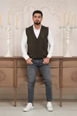Woolen World Regular Fit Ön Cepli Kolsuz Erkek Triko Yelek - 3