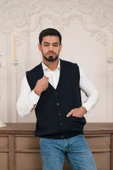 Woolen World Regular Fit Ön Cepli Kolsuz Erkek Triko Yelek - 6