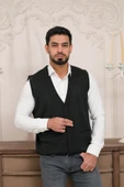 Woolen World Regular Fit Ön Cepli Kolsuz Erkek Triko Yelek - 11