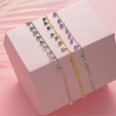 925 ayar gümüş ful sallantılı mavi renk geçişli bileklik - 1