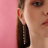 925 ayar gümüş ful sallantı zirkon taşlı küpe - 2