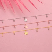 925 ayar gümüş yıldız objeli zirkon taş sallantılı bileklik - 3