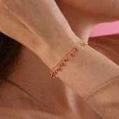 925 ayar gümüş ful sallantılı kırmızı renk geçişli bileklik thumbnail 1