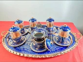 6lı bakır fincan takımı ve lokumluk oval tepsili - 1