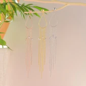 925 ayar gümüş damla tel zirkon sallantılı küpe - 2