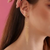 925 ayar gümüş damla tel zirkon sallantılı küpe - 5