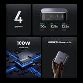 Ugreen Nexode 90928 3xUSB-C+USB-A QC/PD 100W GaN Masaüstü Hızlı Şarj Adaptörü - 2