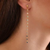 925 ayar gümüş mavi renk geçişli küpe - 2