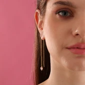 925 ayar gümüş mekik taş sallantılı küpe thumbnail 4