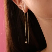 925 ayar gümüş yuvarlak küçük taş sallantılı küpe thumbnail 5