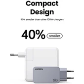 Ugreen Nexode Pro 25874 2xUSB-C+USB-A QC/PD 100W GaN Hızlı Şarj Kablosu ve Adaptörü - 4
