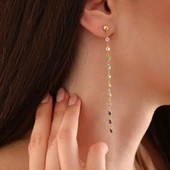 925 ayar gümüş mavi renk geçişli küpe - 1