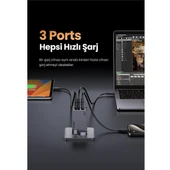 Ugreen Nexode Pro 25871 2xUSB-C+USB-A QC/PD 65W GaN Hızlı Şarj Kablosu ve Adaptörü - 4