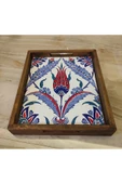 20 X 25 Cm Çini Mia-309 Ahşap Fırınlanmış Kuru Kayın Çinili Sunum Tepsi - 7