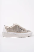 Muggo VİENNA Bağcıklı Taşlı Kadın Günlük Denim Sneaker Spor Ayakkabı - 2