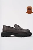 Muggo PARADİSE Hakiki Deri Kalın Taban Günlük Casual Makosen Kadın Loafer Ayakkabı - 1