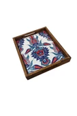 20 X 25 Cm Çini Mia-309 Ahşap Fırınlanmış Kuru Kayın Çinili Sunum Tepsi - 2