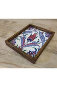 20 X 25 Cm Çini Mia-309 Ahşap Fırınlanmış Kuru Kayın Çinili Sunum Tepsi - 6