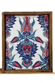 20 X 25 Cm Çini Mia-309 Ahşap Fırınlanmış Kuru Kayın Çinili Sunum Tepsi - 1