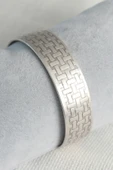 Otantik Gümüş Renk Motif İşleme Detay Plaka Erkek Bileklik - TJ-EB3620 - 1