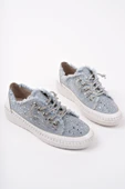 Muggo VİENNA Bağcıklı Taşlı Kadın Günlük Denim Sneaker Spor Ayakkabı - 10