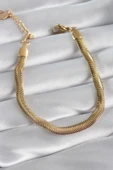 316L Çelik Gold Renk Kalın İtalyan Zincir Model Kadın Bileklik - TJ-BB5895 - 1