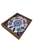 20 X 25 Cm Çini Mia-309 Ahşap Fırınlanmış Kuru Kayın Çinili Sunum Tepsi - 10