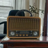 Nostaljik Görünümlü USB SD AUX Bluetooth Destekli Solar Panelli Şarjlı + Pilli Radyo RT-834 - 1