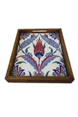 20 X 25 Cm Çini Mia-309 Ahşap Fırınlanmış Kuru Kayın Çinili Sunum Tepsi - 9