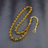 Özel Seri Arpa Kesim Gümüş Püsküllü 12x9 mm Ateş Kehribar Tesbih thumbnail 2