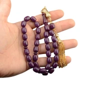 Kapsül Kesim 11x9 mm Sıkma Kehribar Alpaka Püsküllü Tesbih thumbnail 1