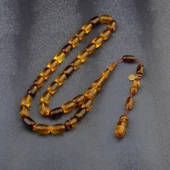 Sistem Püsküllü 10x7 mm İmzalı Ateş Kehribar Tesbih thumbnail 2