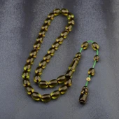 Sistem Püsküllü 11x8mm Kapsül Kesim İmzalı Ateş Kehribar Tesbih thumbnail 2