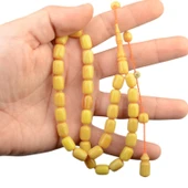 Sistem Püsküllü 11x8 mm İmzalı Sıkma Kehribar Tesbih thumbnail 1