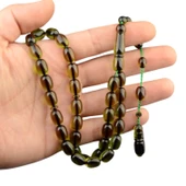 Sistem Püsküllü 11x8mm Kapsül Kesim İmzalı Ateş Kehribar Tesbih thumbnail 1