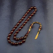 Özel Seri Arpa Kesim Gümüş Püsküllü 12x9 mm Ateş Kehribar Tesbih thumbnail 2